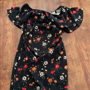 Maternity dress black with flower design